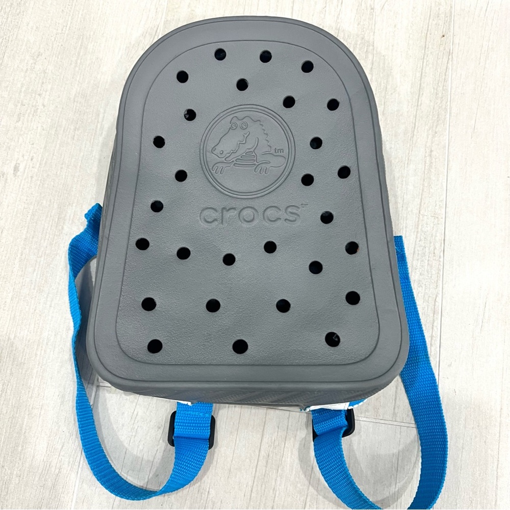 CROCS Mini Kids Rubber Backpack Book Bag Grey & Blue